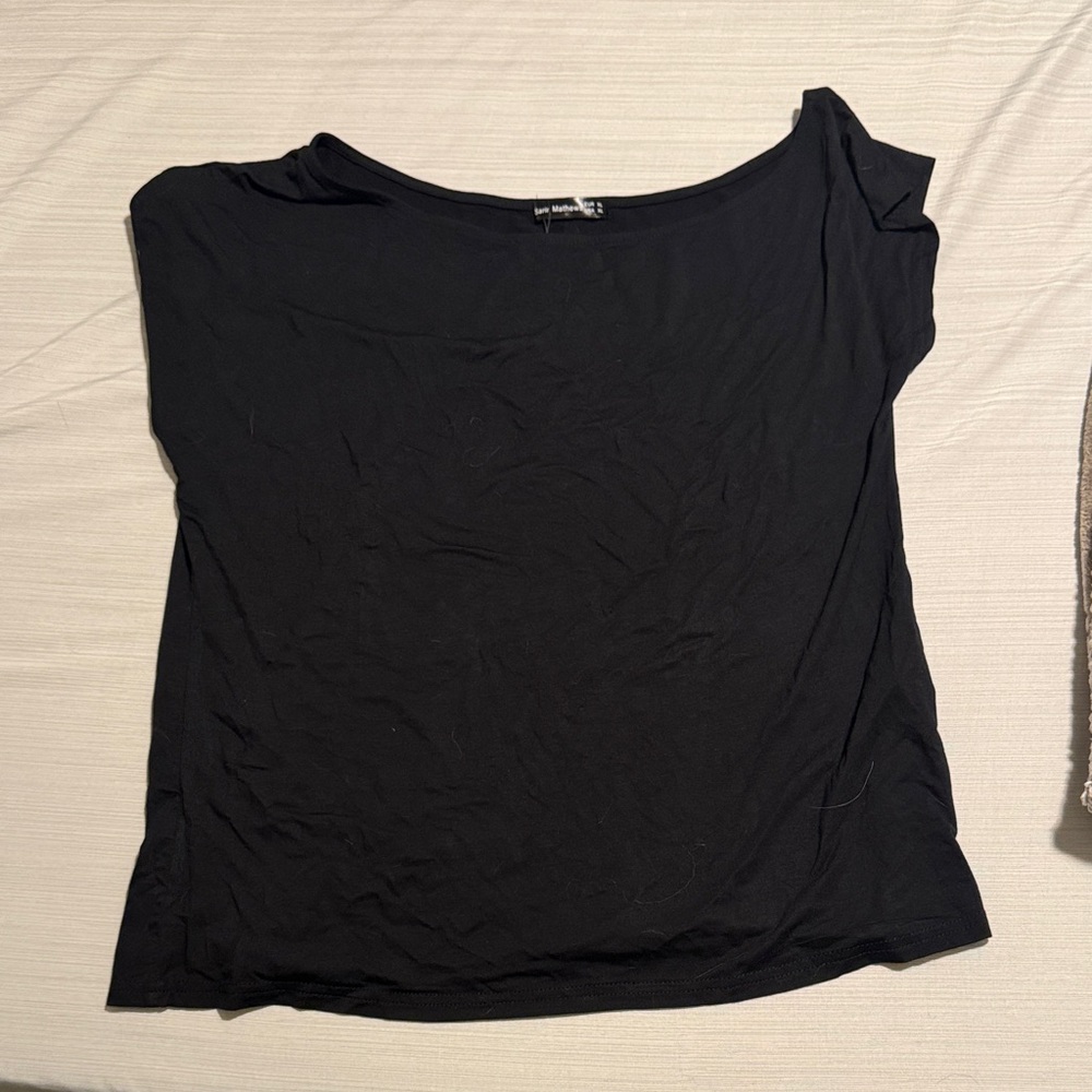 Casual Black Short Sleeve Top